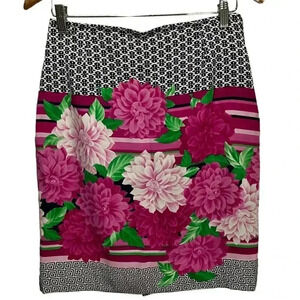 Ginny Neiman Marcus Women’s Vintage 100%‎ Silk Floral Pencil Mini Skirt Small